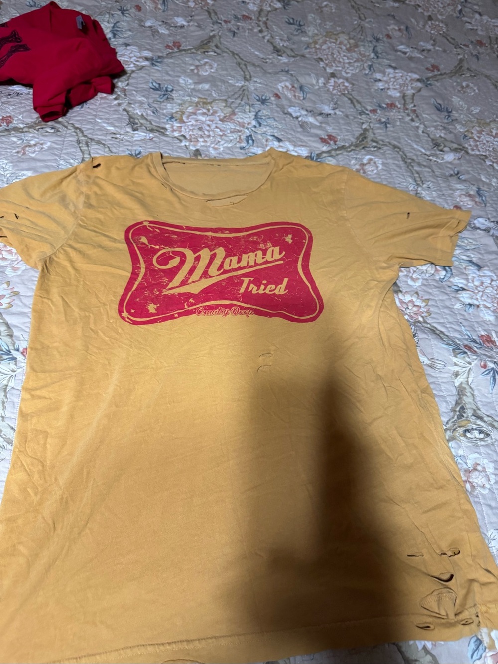 Vintage-Inspired 'Mama Tried' Short Sleeve Tee - Yellow